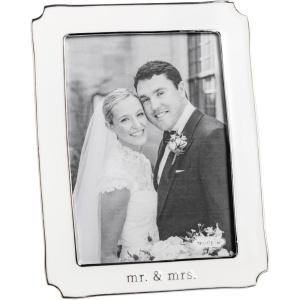 Mud Pie White Metal 5X7 Enamel Frame