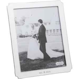 Mud Pie White Metal 8X10 Enamel Frame