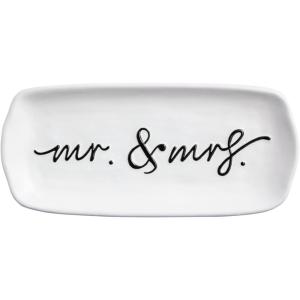 Mud Pie White Stoneware Mr. & Mrs. 2026 Everything Dish