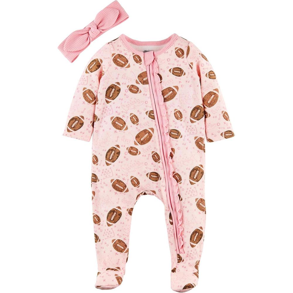 image:imageMud Pie Baby Girls Mud Pie Baby Girl SleeperPink Football