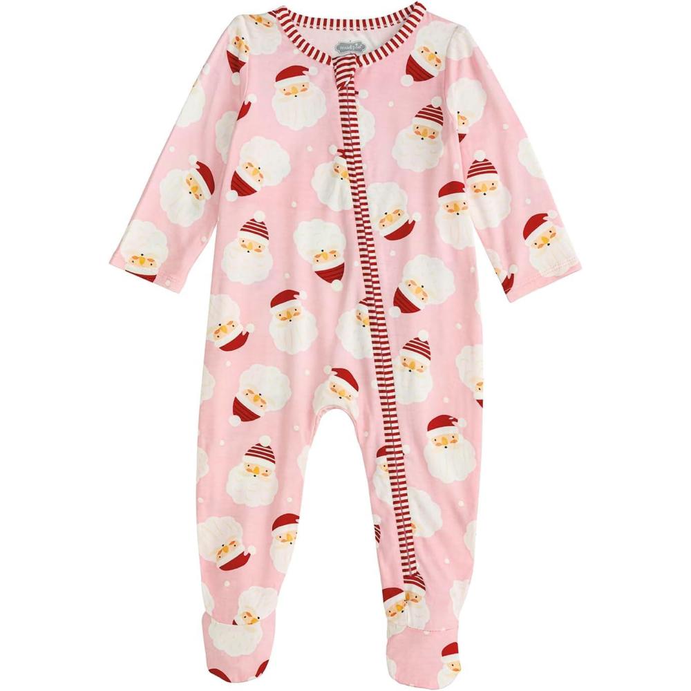 image:imageMud Pie Baby Kids Christmas Girl Santa Glow Sleeper Pink