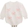 Mud Pie Baby Girls’ Mud Pie Baby Girl Bow Chainstitch Sweater Bubble(White)