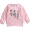 Mud Pie Girls’ Mud Pie Kids Christmas Nutcracker Sequin Sweatshirt(Pink)