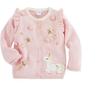 Mud Pie Baby Girls’ Kids Baby Magical Unicorn Dreams Cardigan Sweater(Pink)