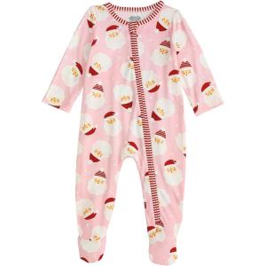 Mud Pie Baby Kids Christmas Girl Santa Glow Sleeper Pink