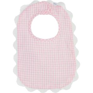 Mud Pie Children’s Pink Gingham Scallop Bib; One Size Fits Most