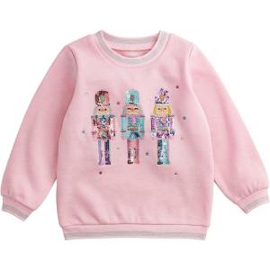 Mud Pie Girls’ Mud Pie Kids Christmas Nutcracker Sequin Sweatshirt(Pink)