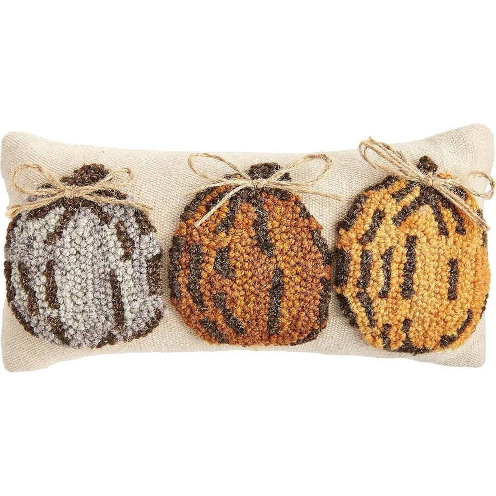 image:imageMu dPie Fall Mini Hooked Pillow Pumpkin Trio 6 x 12Pumpkin Tri