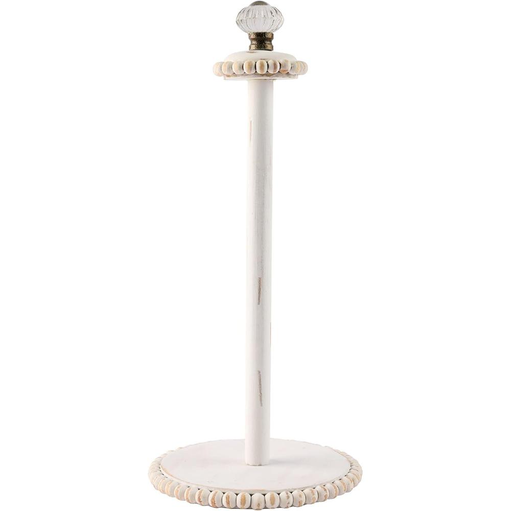image:imageMud Pie Doorknob Wood Beaded Paper Towel Holder White 15