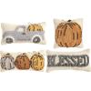 Mu dPie Fall Mini Hooked Pillow, Pumpkin Trio, 6″ x 12″(Truck)