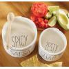 Mud Pie Salsa & Guac Bowl Set, white, “salsa 3″” x 4 1/2″” dia | guac 2 3/4″” x 3 1/2″” dia | spoon 5″””