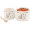 Mud Pie Salsa & Guac Bowl Set, white, “salsa 3″” x 4 1/2″” dia | guac 2 3/4″” x 3 1/2″” dia | spoon 5″””