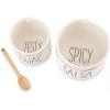Mud Pie Salsa & Guac Bowl Set, white, “salsa 3″” x 4 1/2″” dia | guac 2 3/4″” x 3 1/2″” dia | spoon 5″””