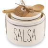 Mud Pie Salsa & Guac Bowl Set, white, “salsa 3″” x 4 1/2″” dia | guac 2 3/4″” x 3 1/2″” dia | spoon 5″””