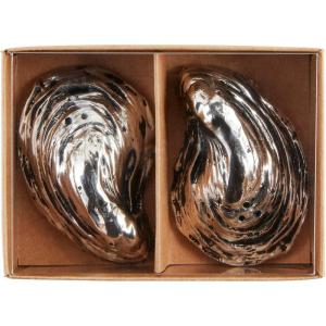 Mud Pie Metal Oyster Salt And Pepper; 3″