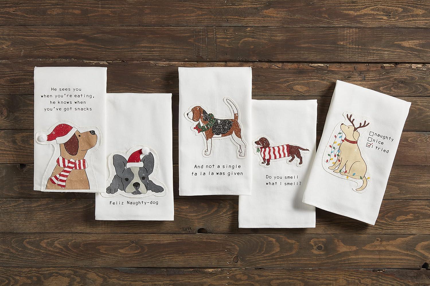 image:imageMud Pie Christmas Dog Appliqud Towel FA La La 26 x 165