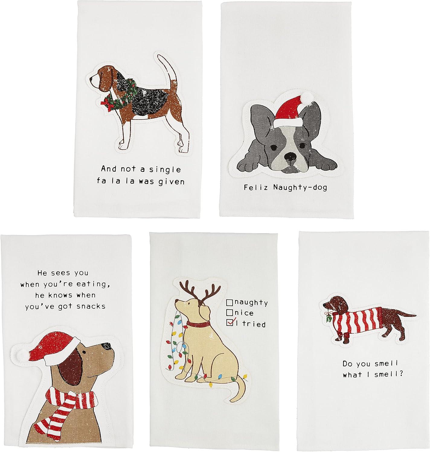 image:imageMud Pie Christmas Dog Appliqud Towel FA La La 26 x 165