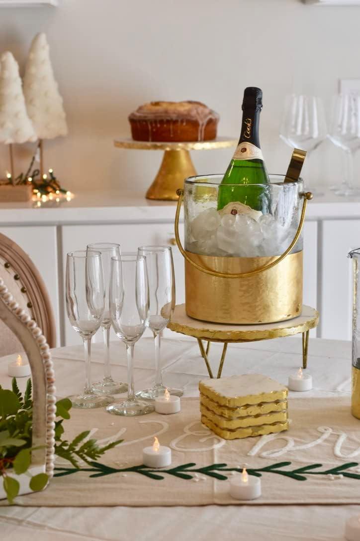 image:imageMud Pie Marble and Gold Edge Riser Set small 3 x 8 dia large 4 x 10 dia