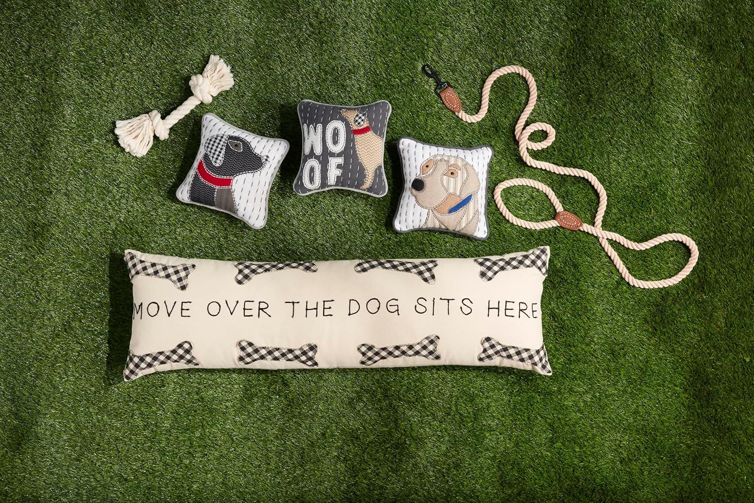 image:imageMud Pie Mini Woof Dog Applique Pillow 8 X 8Black