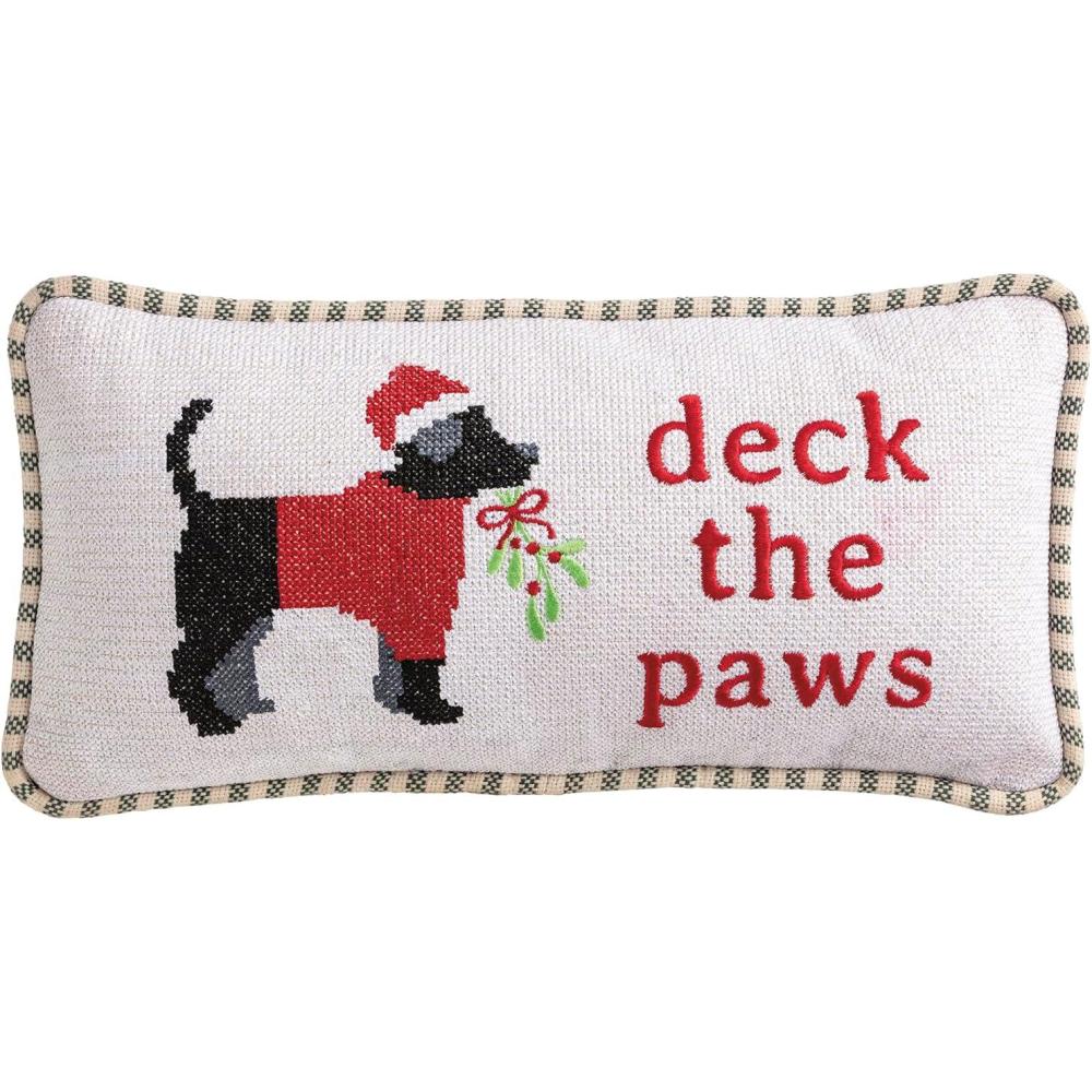 image:imageMud Pie Christmas Deck The Paws Needlepoint Pillow