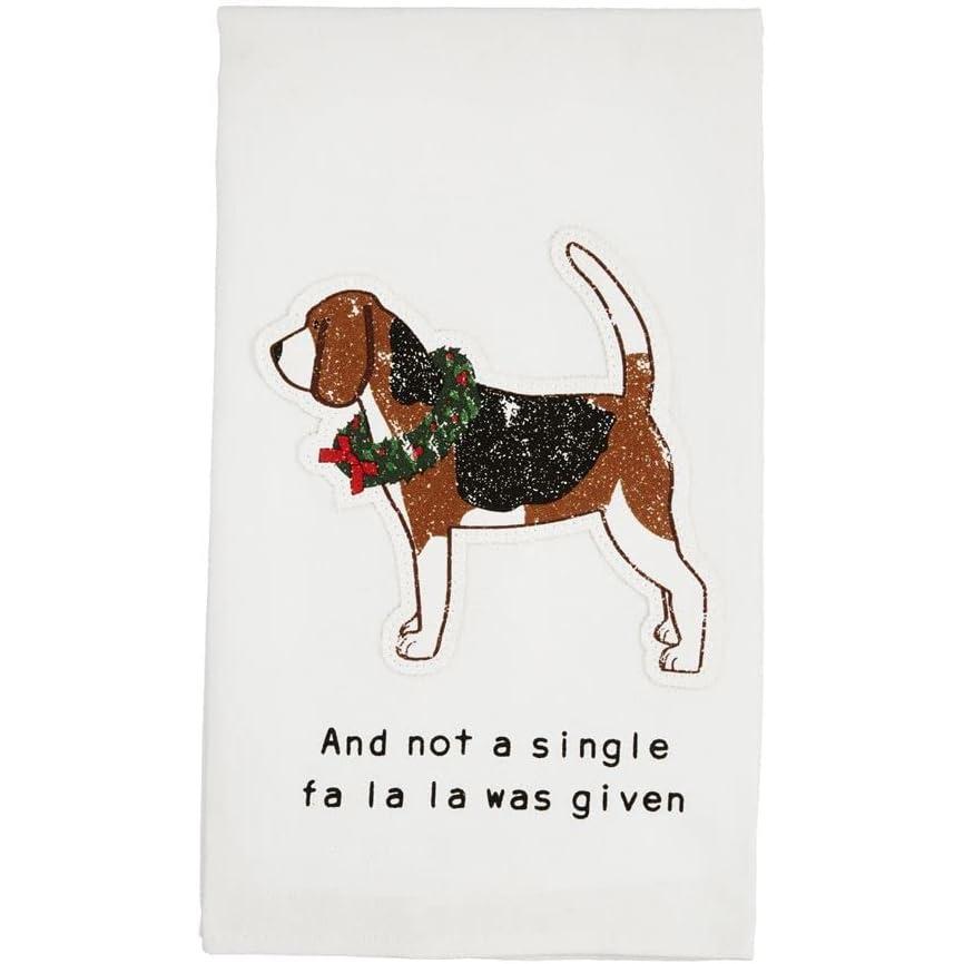 image:imageMud Pie Christmas Dog Appliqud Towel FA La La 26 x 165