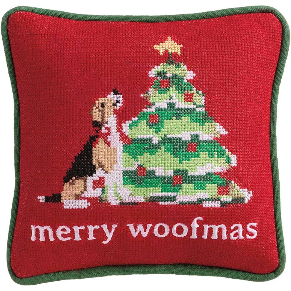 image:imageMud Pie Christmas Merry Woofmas Needlepoint Pillow