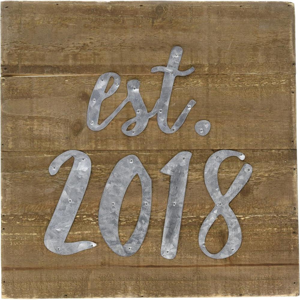 image:imageMud Pie Established 2019 Linen Wall Dcor Wedding Plaque White2018