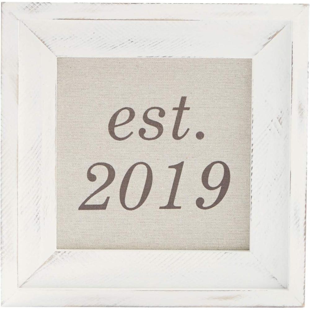 image:imageMud Pie Established 2019 Linen Wall Dcor Wedding Plaque White2019