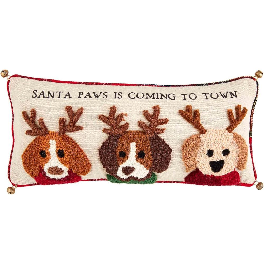 image:imageMud Pie Hooked Holiday Dog Pillow Christmas 8 x 18Santa