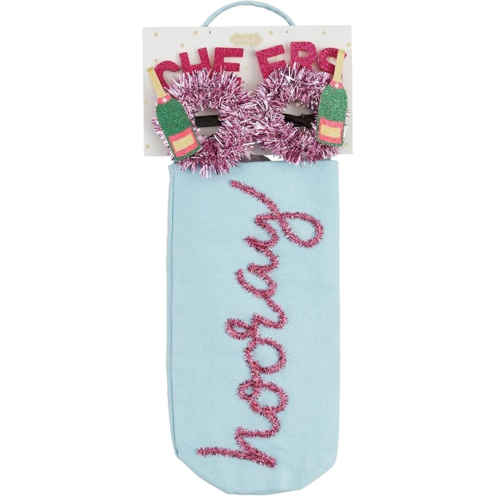 image:imageMud Pie Hooray Wine Bag Glasses Set 14 Multi