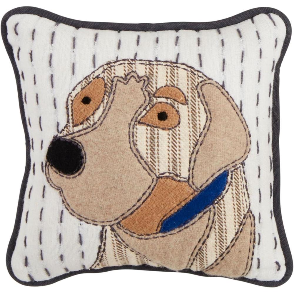 image:imageMud Pie Mini Tan Dog Applique Pillow 8 X 8