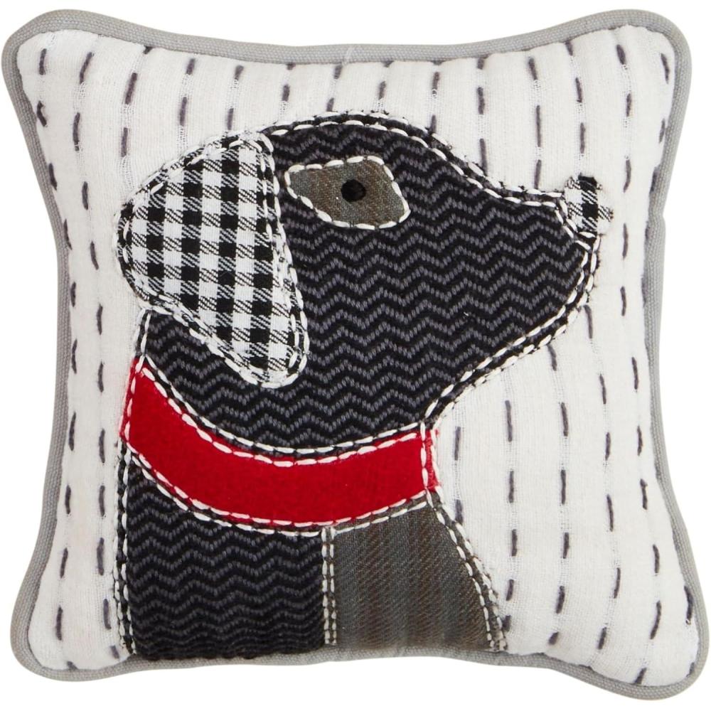 image:imageMud Pie Mini Woof Dog Applique Pillow 8 X 8Black
