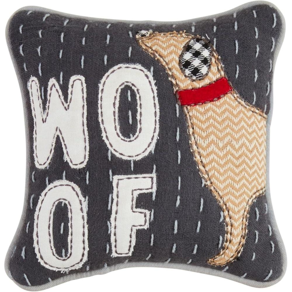 image:imageMud Pie Mini Woof Dog Applique Pillow 8 X 8Woof