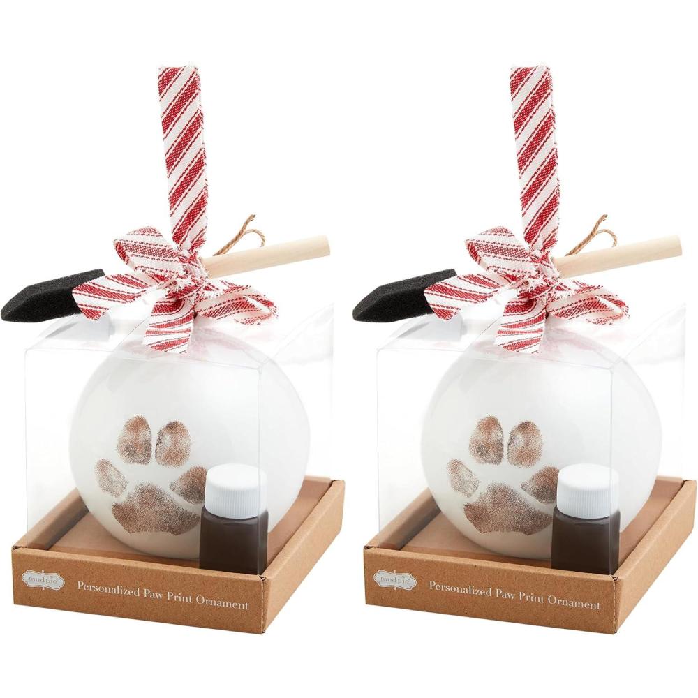 image:imageMud Pie Pet Christmas Paw Print Ornament 4 12 Dia4 12 dia Pack of 2