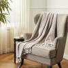 Mud Pie Woven Cotton Initial E Throw Blanket, Taupe, 70 inches x 50 inches(A)