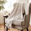Mud Pie Woven Cotton Initial E Throw Blanket, Taupe, 70 inches x 50 inches(L)