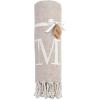 Mud Pie Woven Cotton Initial E Throw Blanket, Taupe, 70 inches x 50 inches(M)