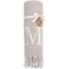 Mud Pie Woven Cotton Initial E Throw Blanket, Taupe, 70 inches x 50 inches(M)