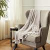 Mud Pie Woven Cotton Initial E Throw Blanket, Taupe, 70 inches x 50 inches(R)