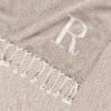 Mud Pie Woven Cotton Initial E Throw Blanket, Taupe, 70 inches x 50 inches(R)