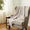 Mud Pie Woven Cotton Initial E Throw Blanket, Taupe, 70 inches x 50 inches(T)
