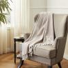 Mud Pie Woven Cotton Initial E Throw Blanket, Taupe, 70 inches x 50 inches(W)