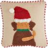 Mud Pie Backwards Dog Crochet Pillow, 8″ x 8″, Brown