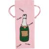 Mud Pie Champ Bottle Beaded Wine Bag, 14″ x 5.5″ dia, Champange
