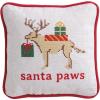 Mud Pie Christmas Santa Paws Needlepoint Pillow