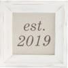Mud Pie Established 2019 Linen Wall Décor Wedding Plaque, White(2019)