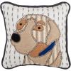 Mud Pie Mini Tan Dog Applique Pillow; 8″ X 8″