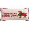 Mud Pie Single Christmas Dog Hooked Wool Pillow, 8″ x 18″, Beige/Khaki