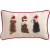 Mud Pie Triple Christmas Dogs Hooked Wool Pillow