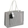 Mud Pie Women’s Jute Tote, Navy, 18.5″ x 14″(Black  White Stripe)